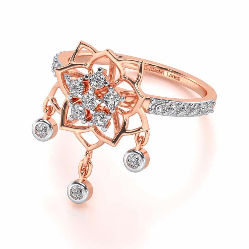 Scarlet Lotus Silver Ring - Rose Gold - Image 3