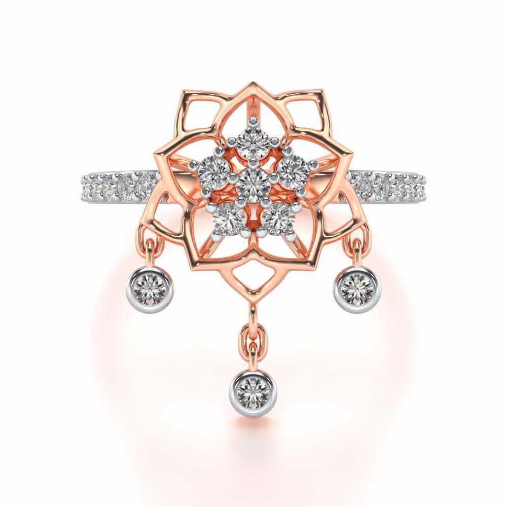 Scarlet Lotus Silver Ring - Rose Gold - Image 5