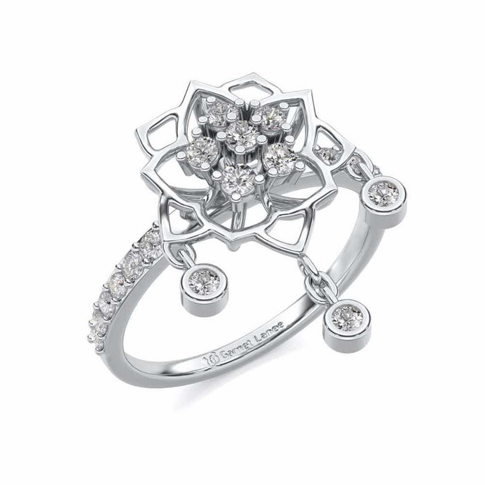 Scarlet Lotus Silver Ring - White Gold - Image 1