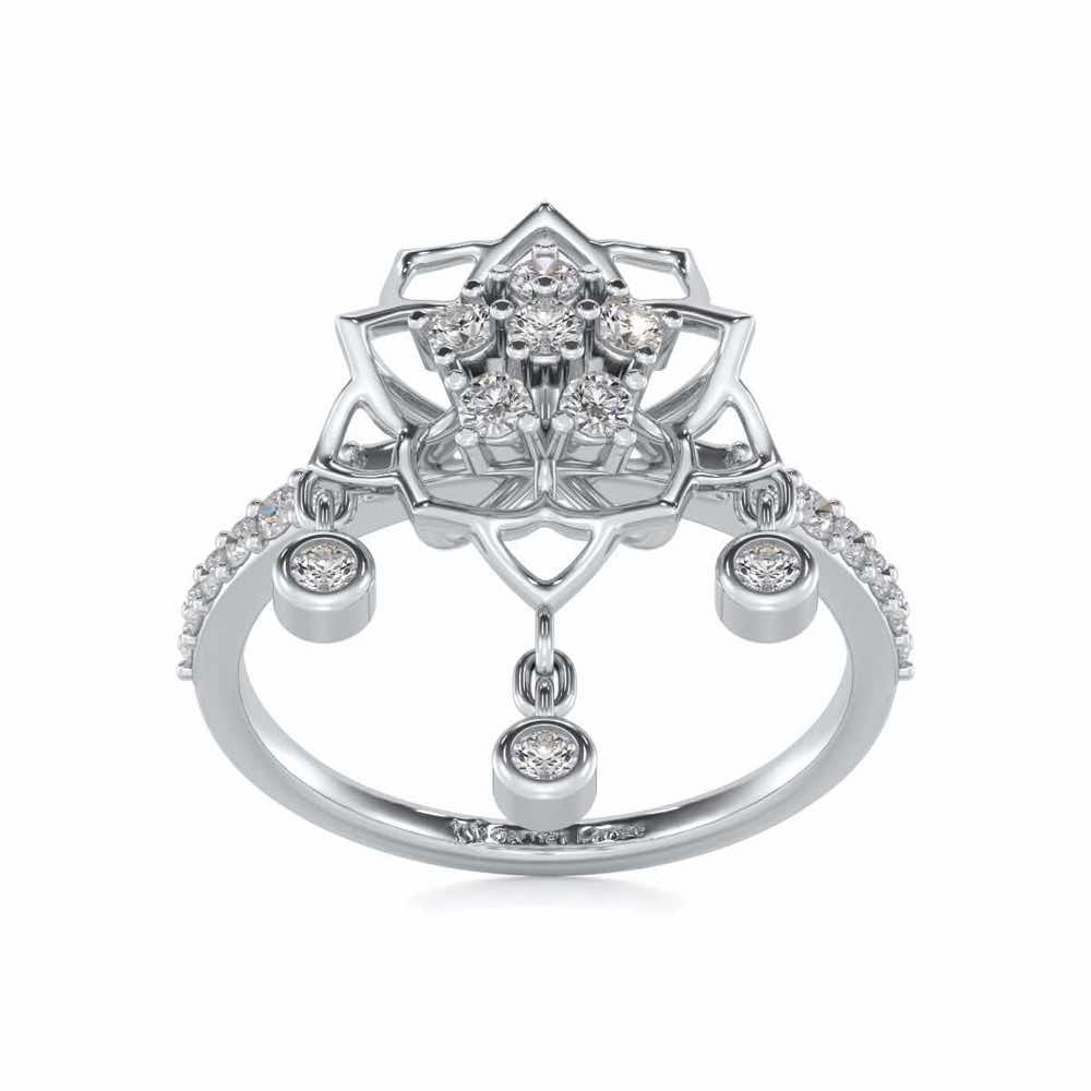 Scarlet Lotus Silver Ring - White Gold - Image 2
