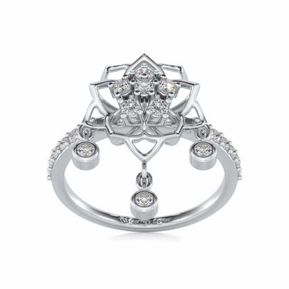 Scarlet Lotus Silver Ring - White Gold - Image 2