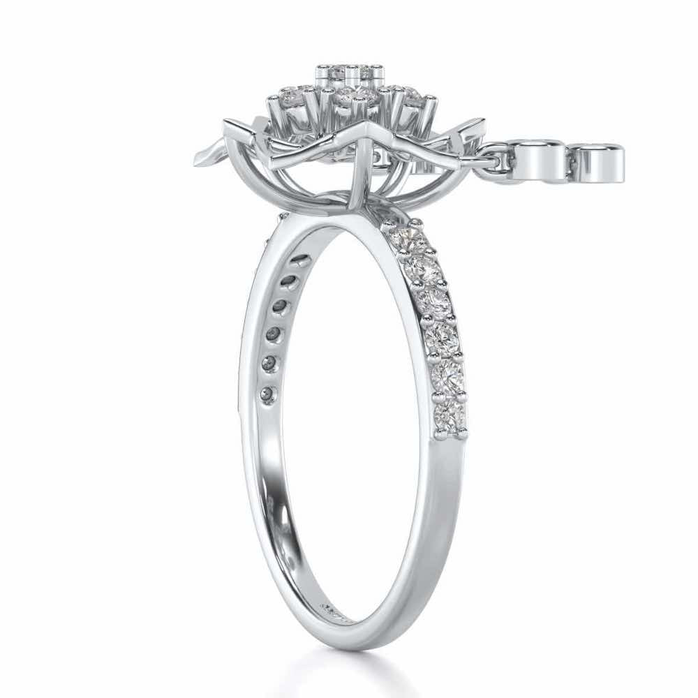 Scarlet Lotus Silver Ring - White Gold - Image 4