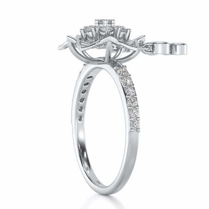 Scarlet Lotus Silver Ring - White Gold - Image 4