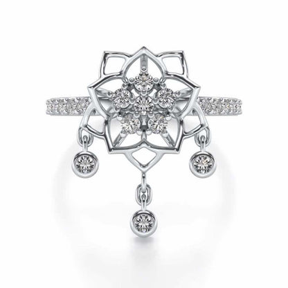 Scarlet Lotus Silver Ring - White Gold - Image 5