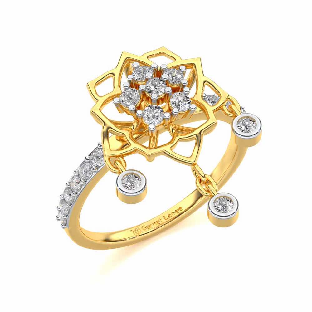 Scarlet Lotus Silver Ring - Yellow Gold - Image 1