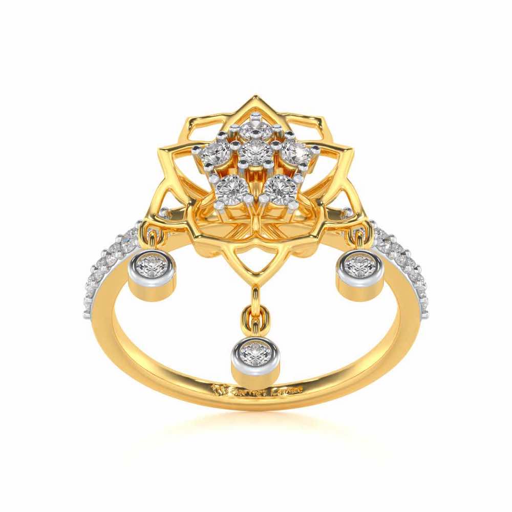 Scarlet Lotus Silver Ring - Yellow Gold - Image 2