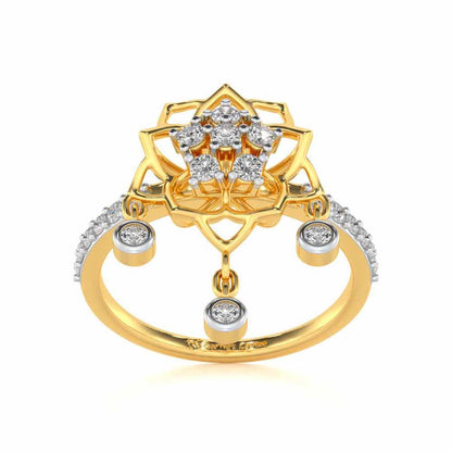 Scarlet Lotus Silver Ring - Yellow Gold - Image 2