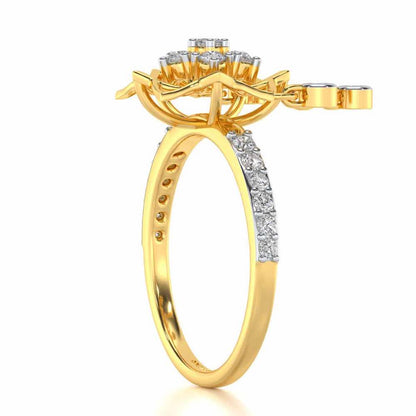 Scarlet Lotus Silver Ring - Yellow Gold - Image 4