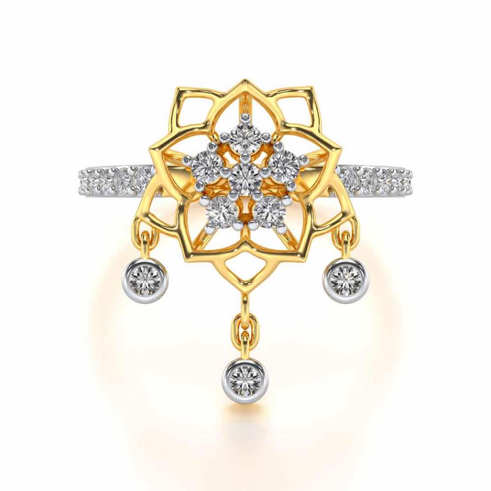 Scarlet Lotus Silver Ring - Yellow Gold - Image 5