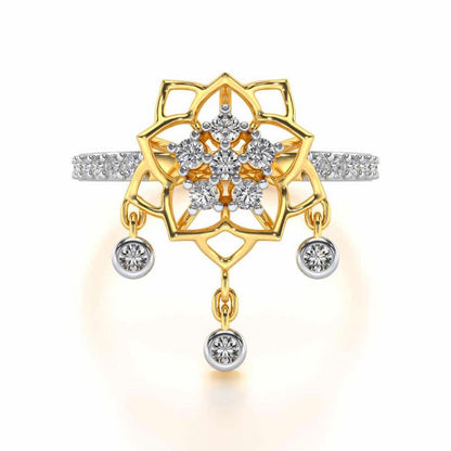 Scarlet Lotus Silver Ring - Yellow Gold - Image 5
