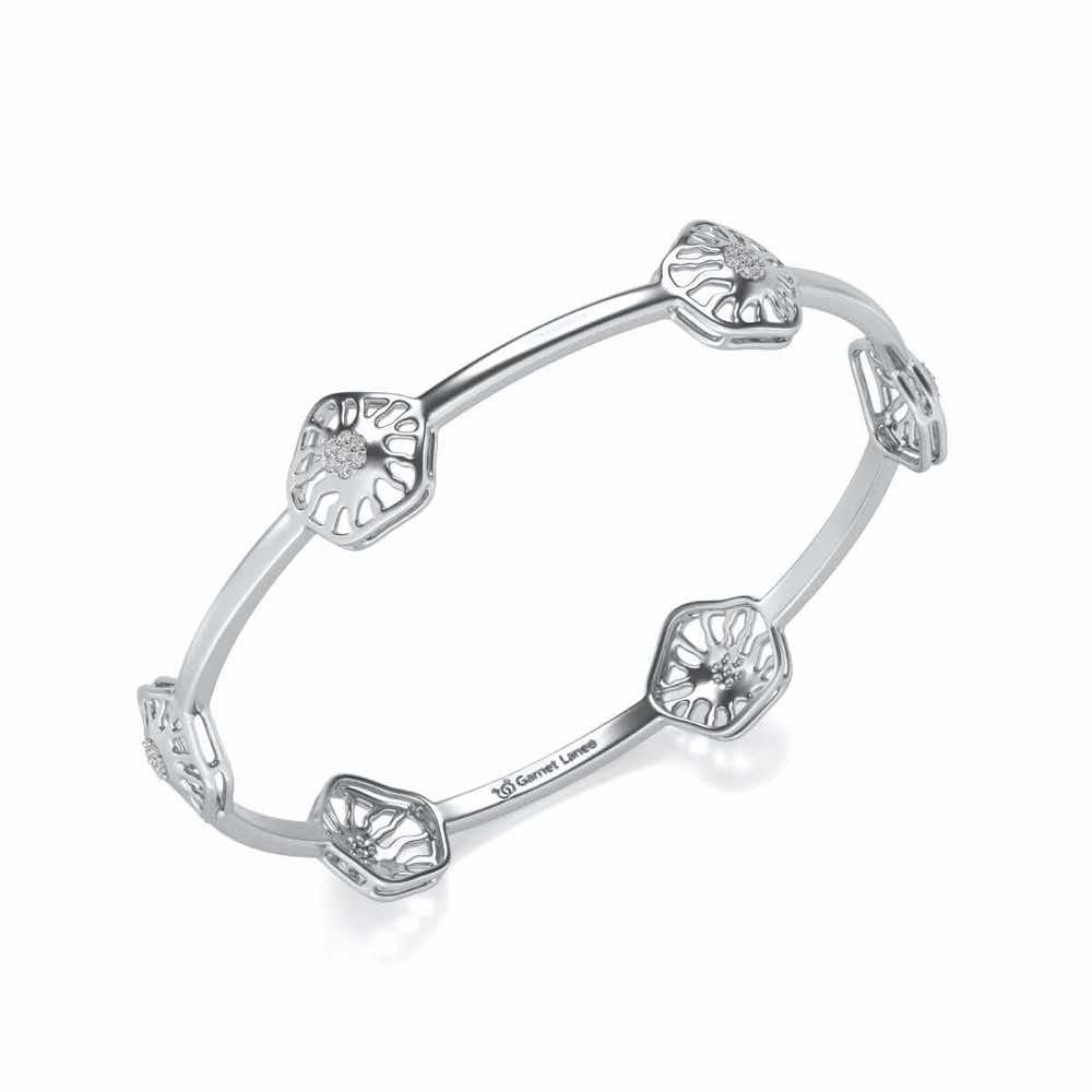 Scintillate Silver Bangles - White Gold - Image 1