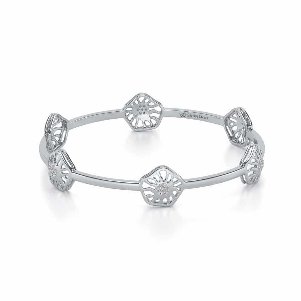 Scintillate Silver Bangles - White Gold - Image 2