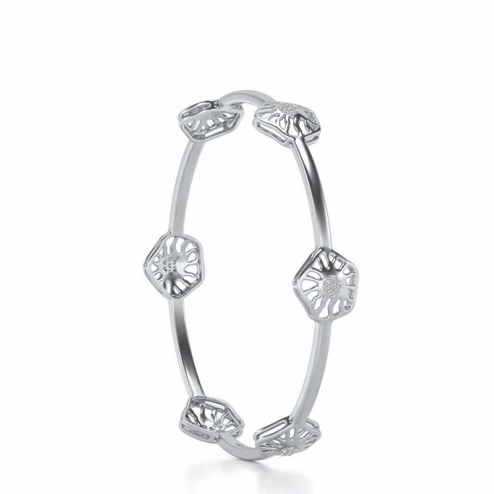 Scintillate Silver Bangles - White Gold - Image 3