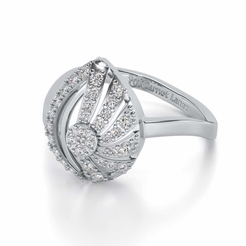 Scintillating Rays Silver Ring - White Gold - Image 2