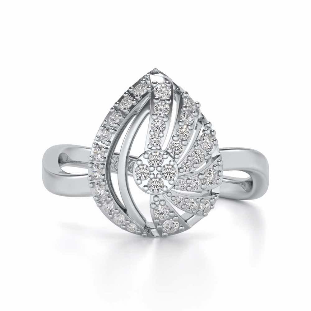 Scintillating Rays Silver Ring - White Gold - Image 4