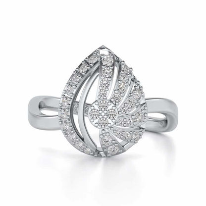Scintillating Rays Silver Ring - White Gold - Image 4