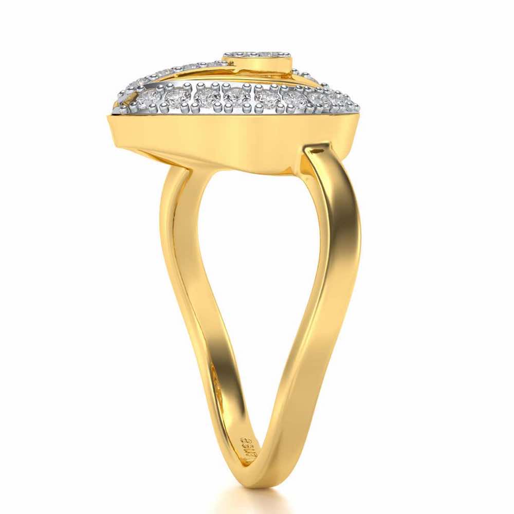 Scintillating Rays Silver Ring - Yellow Gold - Image 3
