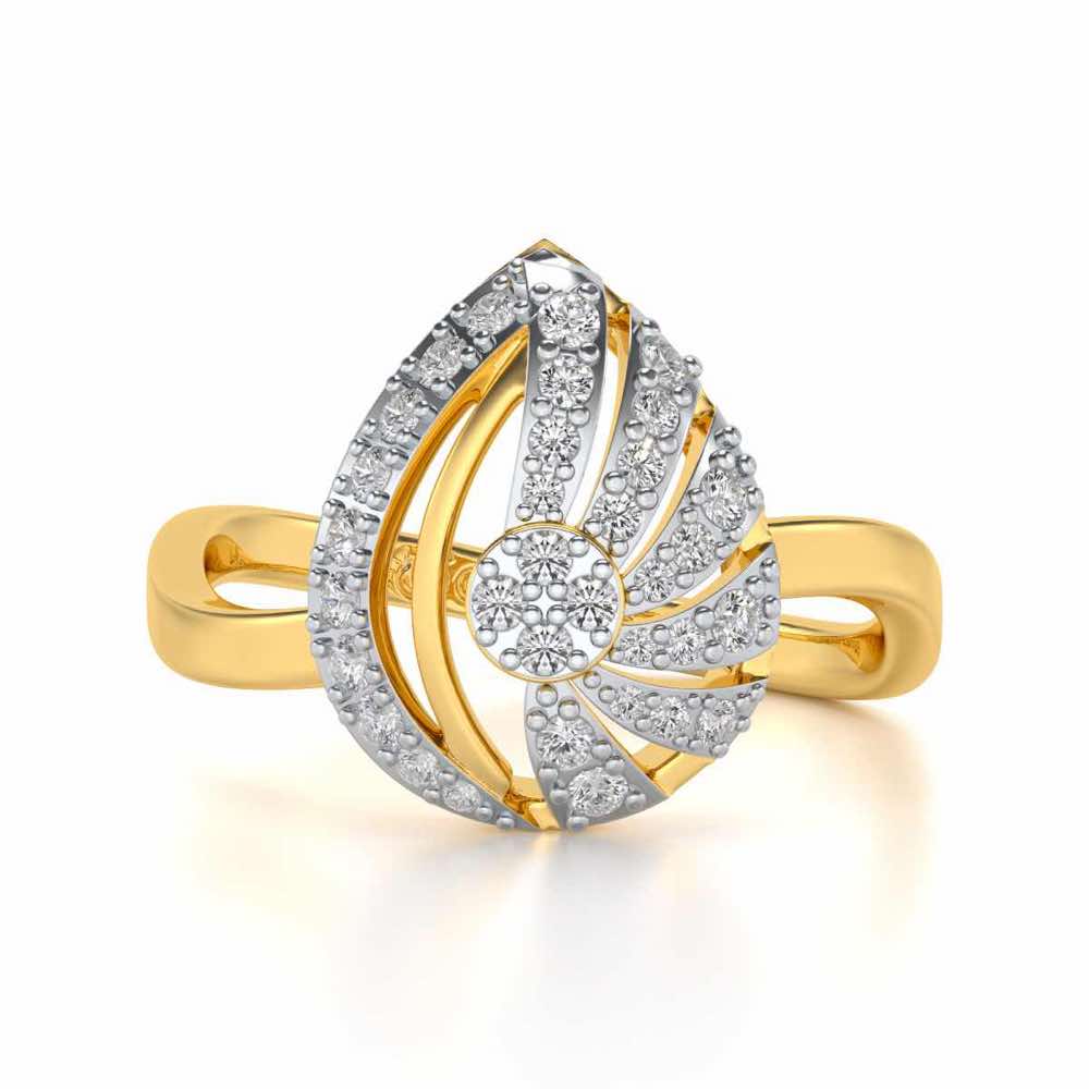 Scintillating Rays Silver Ring - Yellow Gold - Image 4