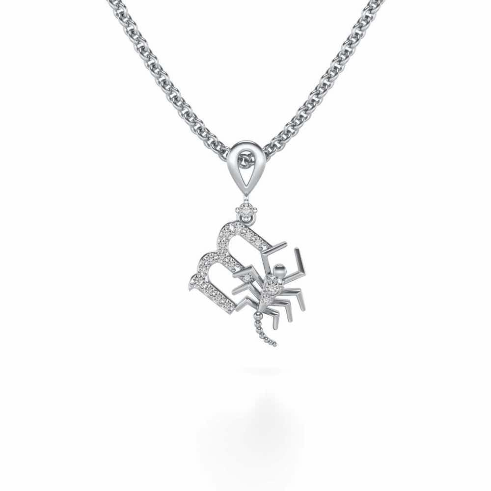 Scorpian Silver Pendant - White Gold - Image 2