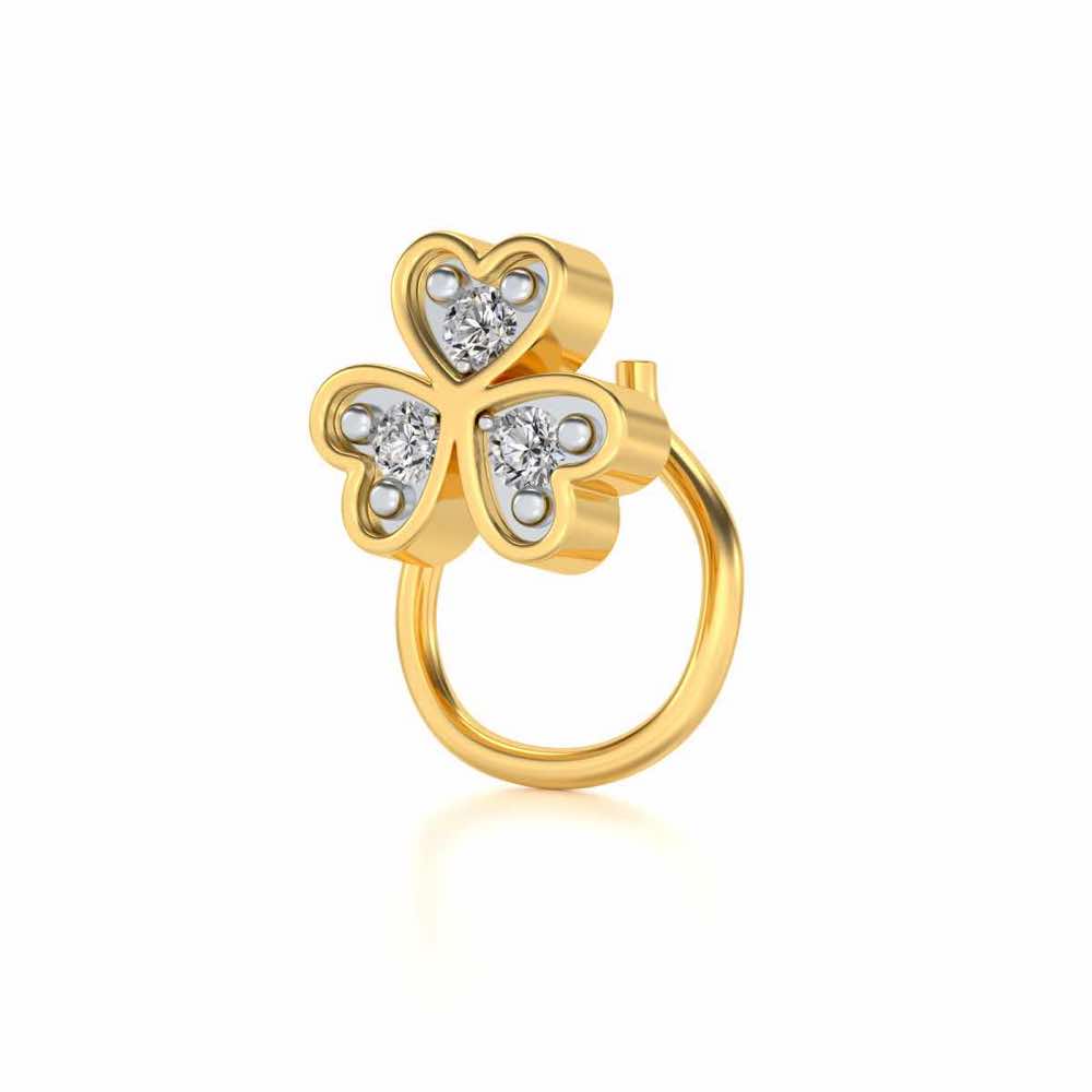 Secured By Hearts Silver Nosepin - Yellow Gold - Image 1