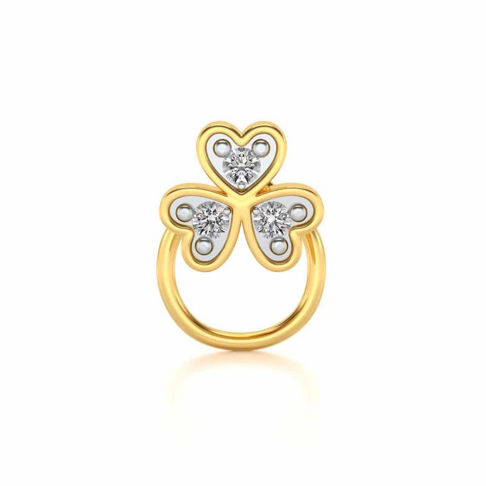 Secured By Hearts Silver Nosepin - Yellow Gold - Image 2