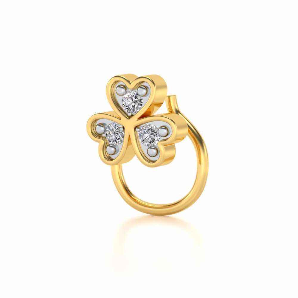 Secured By Hearts Silver Nosepin - Yellow Gold - Image 3
