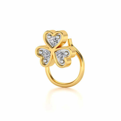 Secured By Hearts Silver Nosepin - Yellow Gold - Image 3