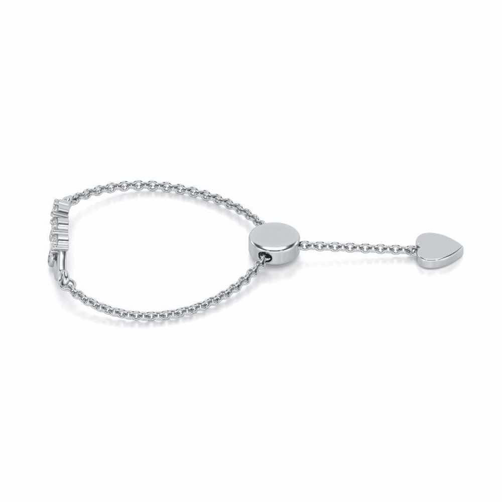 Semi Adjustable Silver Ring - White Gold - Image 2