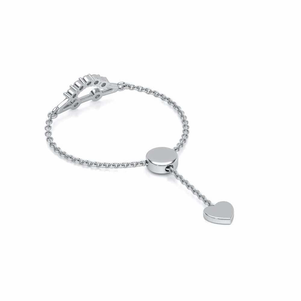 Semi Adjustable Silver Ring - White Gold - Image 3