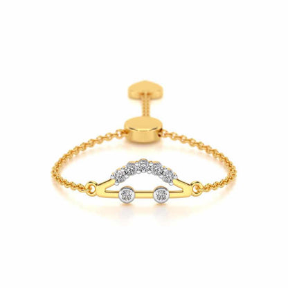 Semi Adjustable Silver Ring - Yellow Gold - Image 1