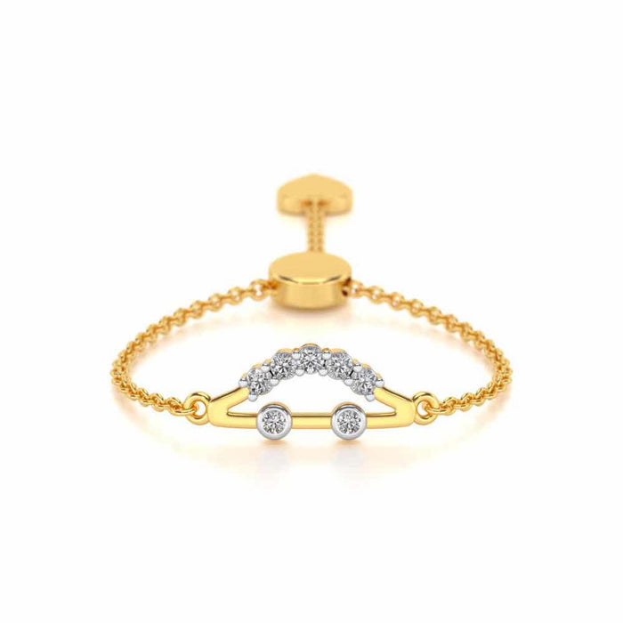 Semi Adjustable Silver Ring - Yellow Gold - Image 1