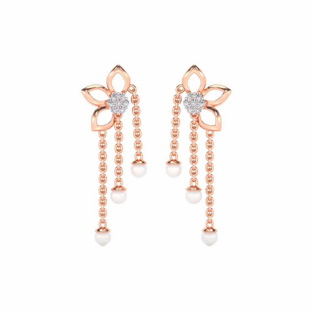 Semi-Bloom Silver Dangler Earrings - Rose Gold - Image 1