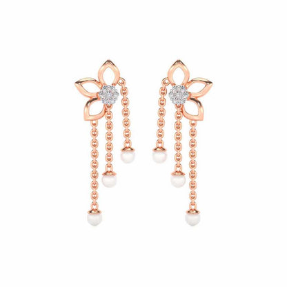 Semi-Bloom Silver Dangler Earrings - Rose Gold - Image 1