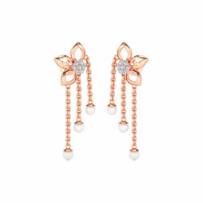 Semi-Bloom Silver Dangler Earrings - Rose Gold - Image 2
