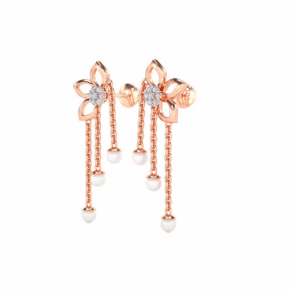 Semi-Bloom Silver Dangler Earrings - Rose Gold - Image 3