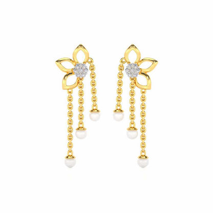 Semi-Bloom Silver Dangler Earrings - Yellow Gold - Image 1