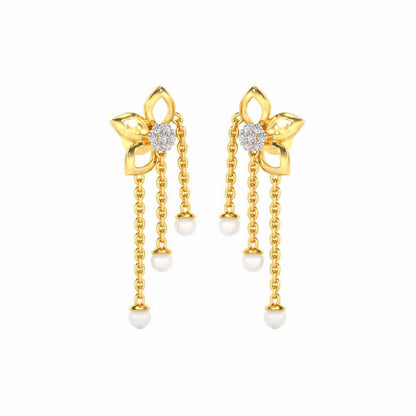 Semi-Bloom Silver Dangler Earrings - Yellow Gold - Image 2