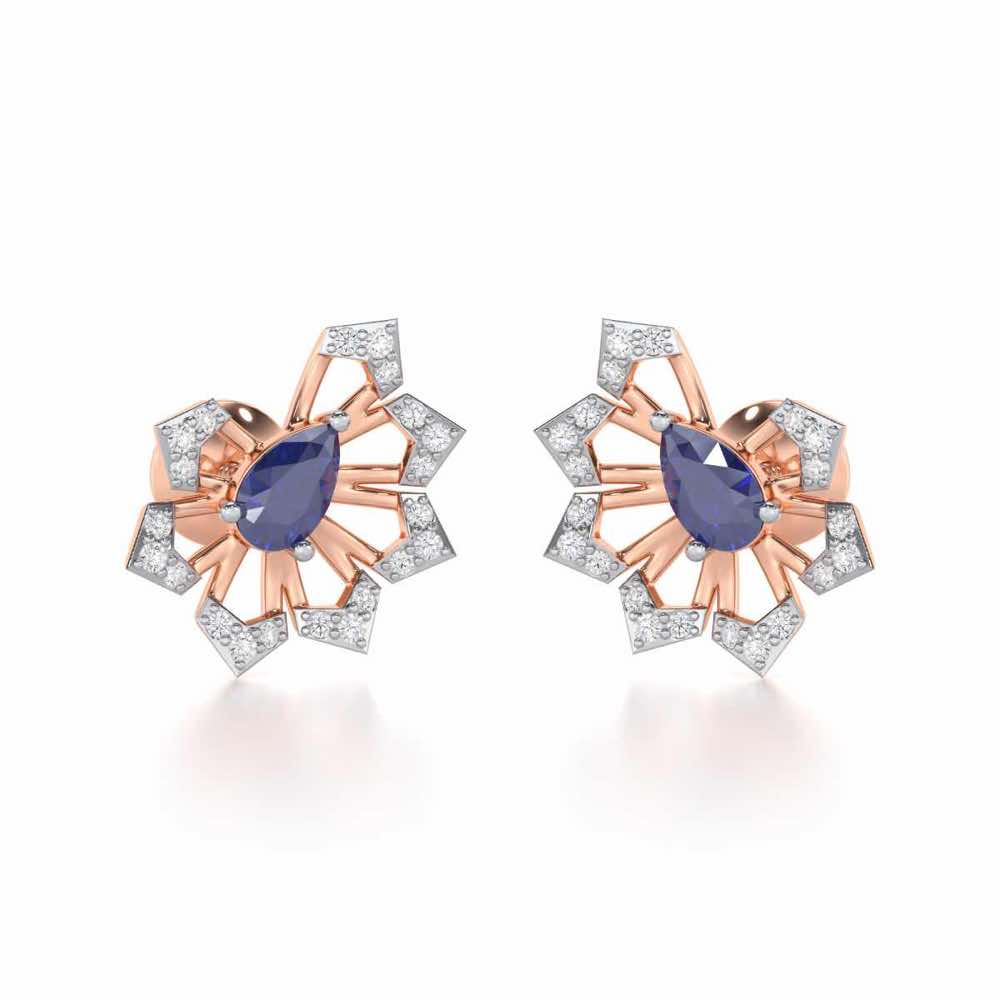Semi Charm Silver Earrings - Rose Gold - Image 1