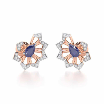 Semi Charm Silver Earrings - Rose Gold - Image 1