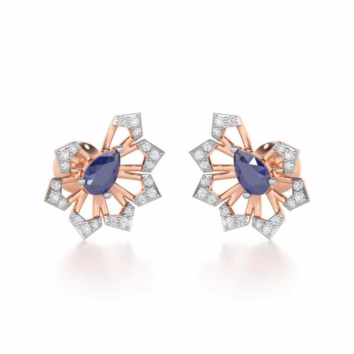 Semi Charm Silver Earrings - Rose Gold - Image 1