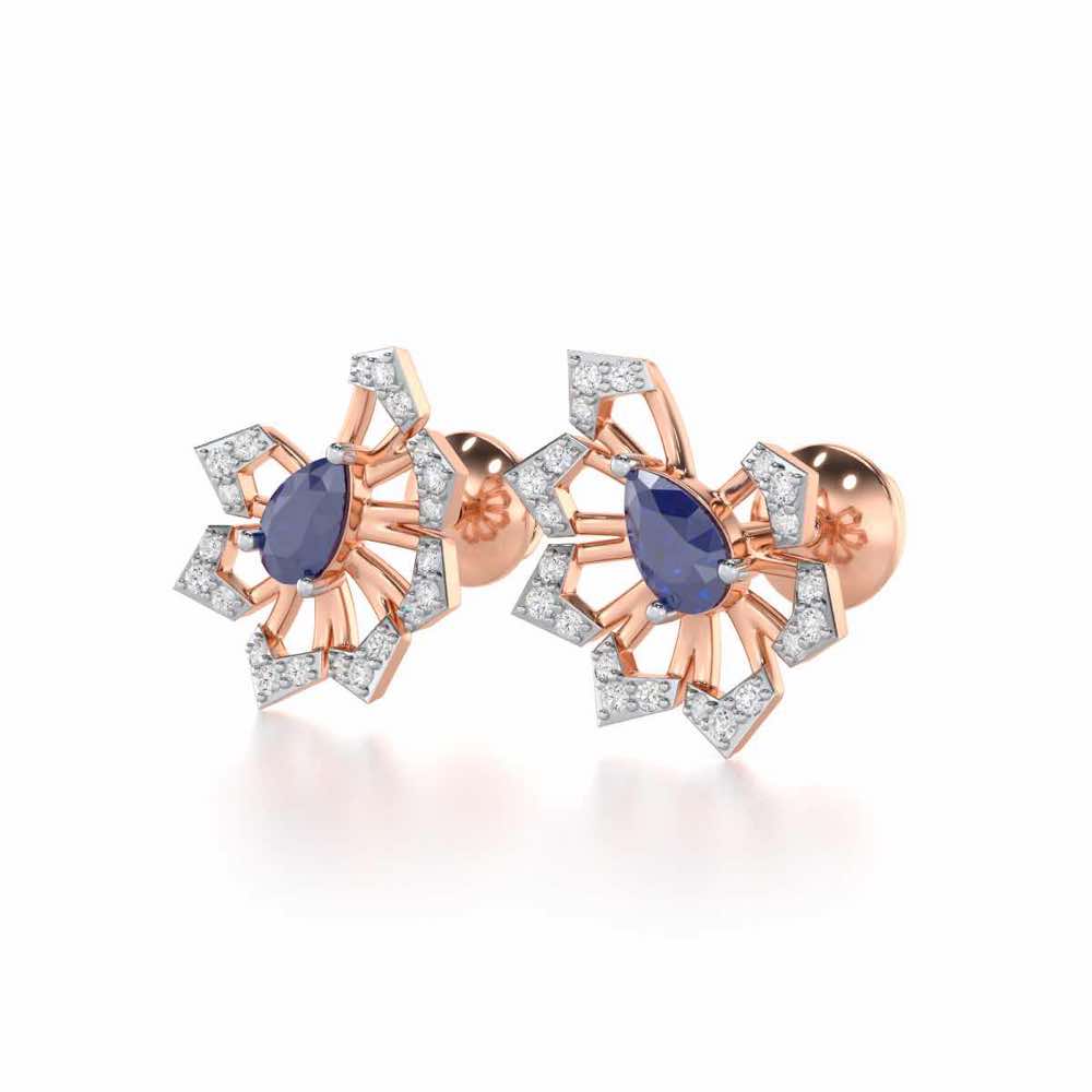 Semi Charm Silver Earrings - Rose Gold - Image 3