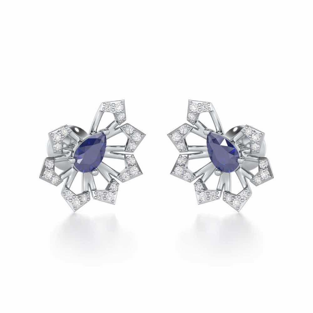 Semi Charm Silver Earrings - White Gold - Image 1