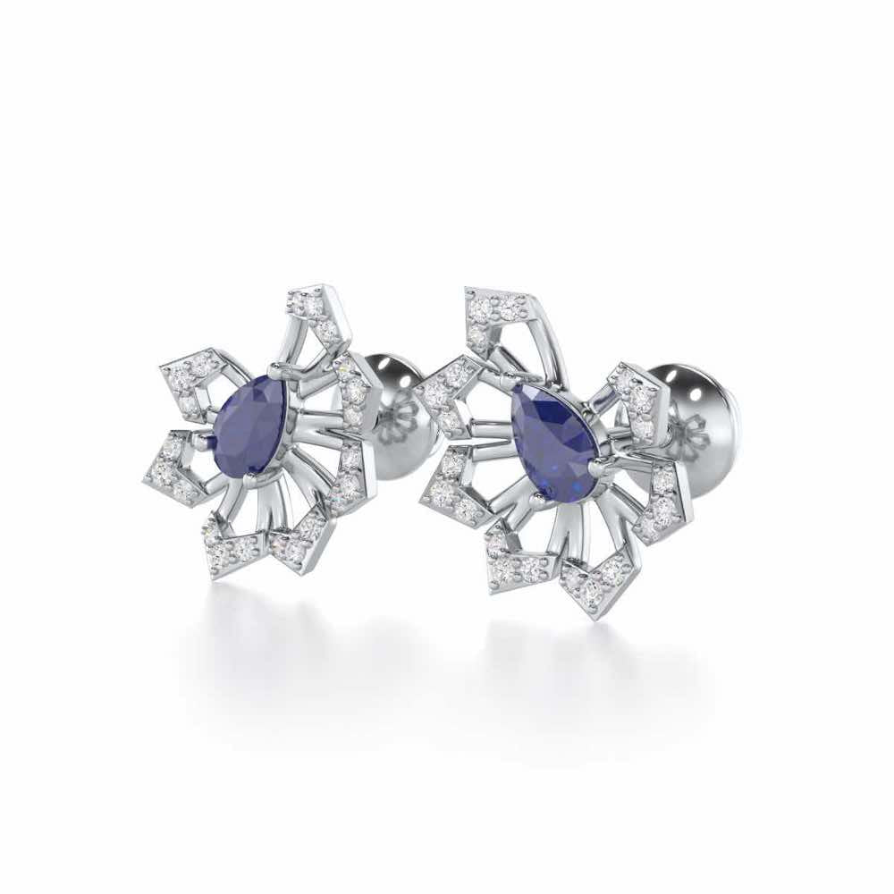 Semi Charm Silver Earrings - White Gold - Image 3