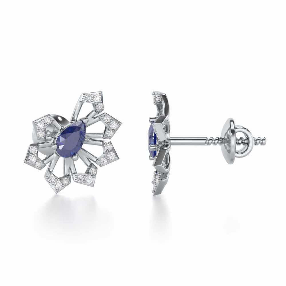 Semi Charm Silver Earrings - White Gold - Image 4