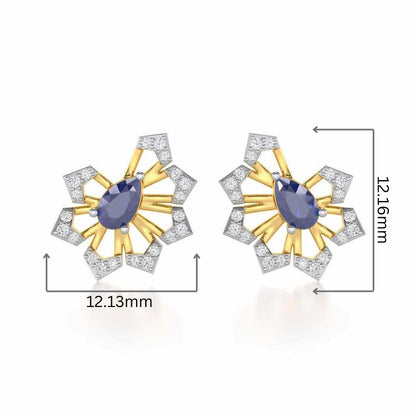 Semi Charm Silver Earrings - Yellow Gold - Image 2