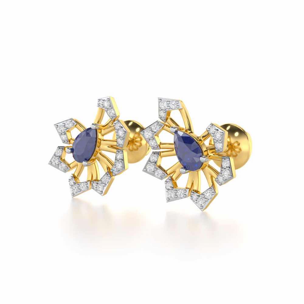Semi Charm Silver Earrings - Yellow Gold - Image 3