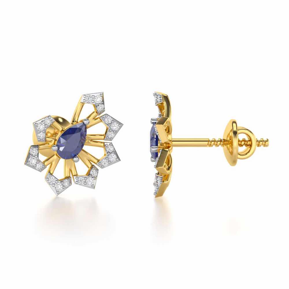 Semi Charm Silver Earrings - Yellow Gold - Image 4