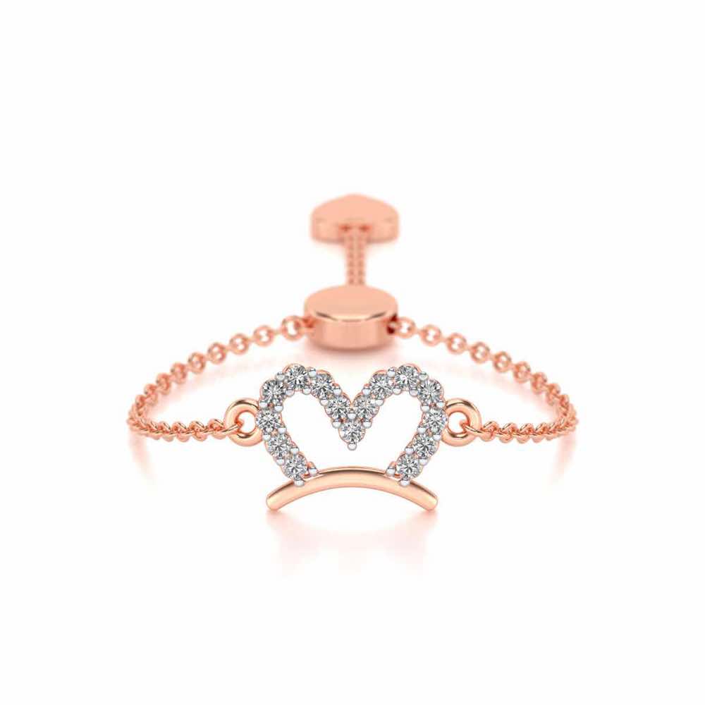 Semi-Heart Adjustable Silver Ring - Rose Gold - Image 1