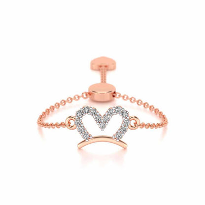 Semi-Heart Adjustable Silver Ring - Rose Gold - Image 1