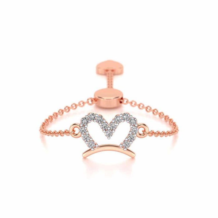 Semi-Heart Adjustable Silver Ring - Rose Gold - Image 1